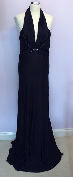 Renato Nucci Black Jewel Trim Evening Dress Size 42 UK 14 - Whispers Dress Agency - Sold - 1
