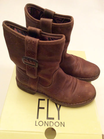 Fly London Ota Camel Brown Leather Ankle Boots Size 5/38 - Whispers Dress Agency - Sold - 1