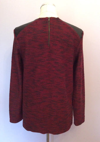 Whistles Dark Red & Black Faux Leather Trim Jumper Size 10 - Whispers Dress Agency - Sold - 2