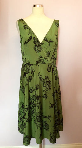 Great Plains Green & Black Floral Print Dress Size L - Whispers Dress Agency - Womens Dresses - 1