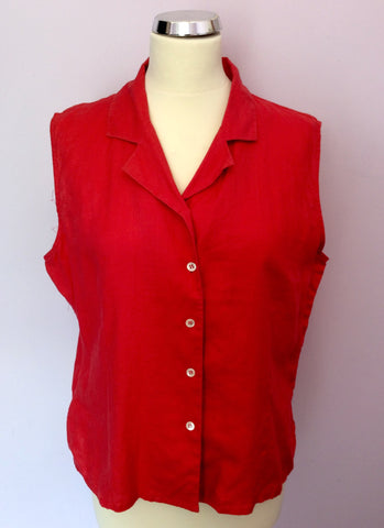 Laura Ashley Coral Sleeveless Linen Top Size 18 - Whispers Dress Agency - Sold - 1