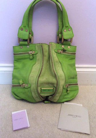 Jimmy Choo Neon Green Leather / Suede Mona Bag - Whispers Dress Agency - Sold - 1