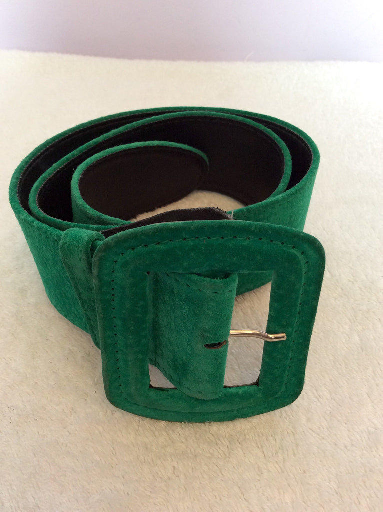 Vintage Jaeger Emerald Green 2 Inch Suede Belt Size 28" Whispers Dress Agency Vintage Jaeger Emerald Green 2 Inch Suede Belt Size 28" Whispers Dress Agency