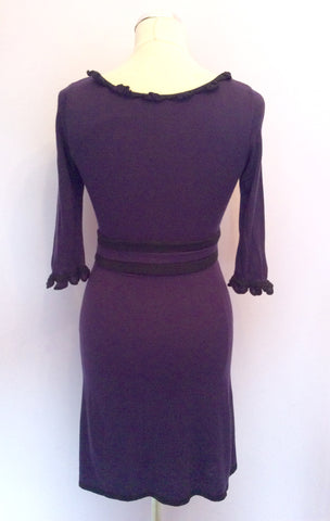 Temperley Purple & Black Trim Merino Wool & Silk Trim Dress Size S - Whispers Dress Agency - Womens Dresses - 6