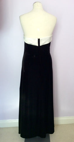 Roman Original Black Velvet & White Satin Trim Strapless Evening Dress Size 16 - Whispers Dress Agency - Womens Dresses - 2