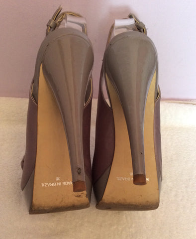 Carvela Grey Satin Corsage Peeptoe Slingback Heels Size 5/38 - Whispers Dress Agency - Womens Heels - 5