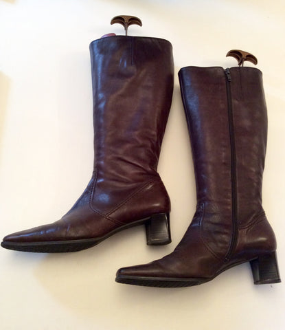 GABOR BROWN LEATHER KNEE LENGTH BOOTS SIZE 6.5/40 - Whispers Dress Agency - Womens Boots - 1