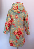 Pale Blue & Red Floral Print Cotton Hooded Lightly Padded Coat Size S/M - Whispers Dress Agency - Womens Coats & Jackets - 3