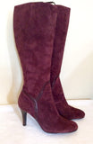 Marks & Spencer Burgundy/ Wine Suede Knee Length Boots Size 7/40.5 - Whispers Dress Agency - Sold - 3