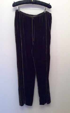 Jaeger Dark Olive Green Velvet Trousers Size 14 - Whispers Dress Agency - Womens Trousers - 1