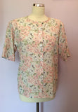 Vintage Jaeger Pale Pink, Blue & Green Floral Print Blouse & Skirt Size 10 - Whispers Dress Agency - Womens Vintage - 2