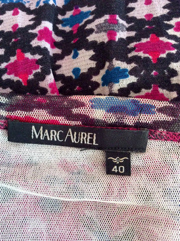 Marc Aurel Pink & Blue Print Top Size 40 UK 12 - Whispers Dress Agency - Sold - 3