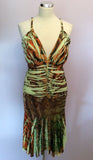 Kasike Green & Brown Print Strappy Dress One Size - Whispers Dress Agency - Womens Dresses - 3