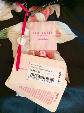 Brand New Ted Baker Black Leather Fur Collar Biker Jacket / Gilet Size 4 UK 12 - Whispers Dress Agency - Womens Coats & Jackets - 9