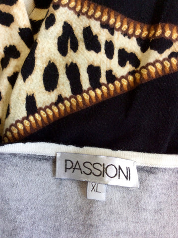 PASSIONI BLACK & LEOPARD PRINT JEWEL TRIM ZIP DETAIL JUMPER SIZE XL - Whispers Dress Agency - Sold - 4