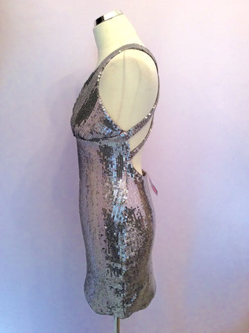 Brand New Rare Silver Sequinned Mini Dress Size 12 - Whispers Dress Agency - Sold - 2