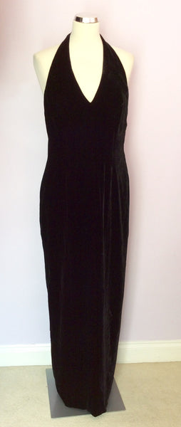 Pierce Fionda Black Velvet Long Evening Dress Size 12 - Whispers Dress Agency - Womens Dresses - 1