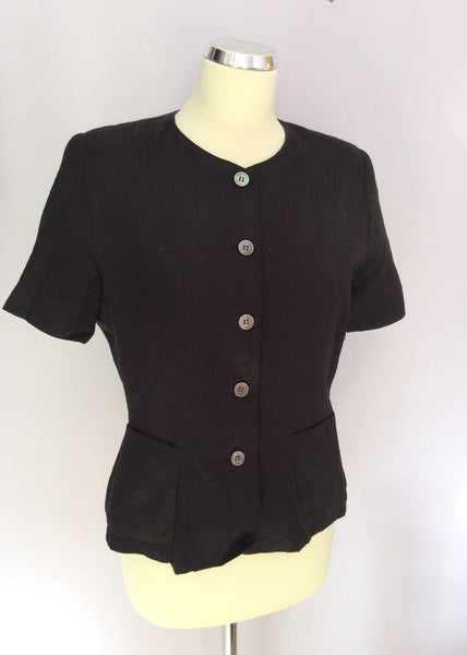 Laura Ashley Black Short Sleeve Silk Jacket Size 12 - Whispers Dress Agency - Womens Coats & Jackets - 1