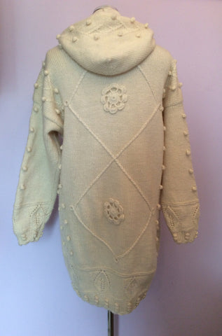 Vintage Jaeger Cream Wool Long Hooded Jumper Size M - Whispers Dress Agency - Sold - 2