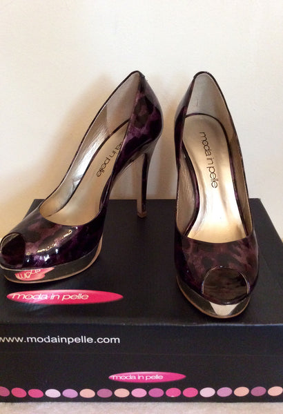Moda In Pelle Purple Leopard Print Peeptoe Heels Size 6/39 - Whispers Dress Agency - Womens Heels - 1