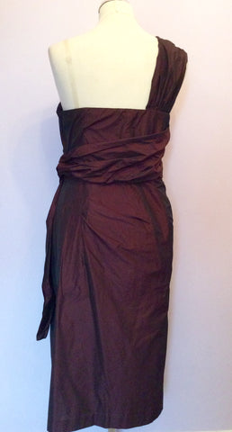 Whistles Brown Taffeta One Shoulder Cocktail Dress Size 14 - Whispers Dress Agency - Womens Dresses - 3