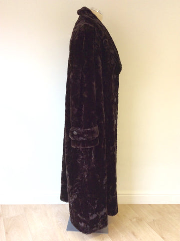 LA MAISON DE LA FAUSSE FOURRURE DARK BROWN FAUX FUR COAT SIZE L - Whispers Dress Agency - Womens Coats & Jackets - 4