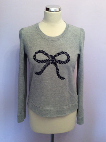 Whistles Light Grey Embroidered Bow Sweatshirt Size 10 - Whispers Dress Agency - Womens Activewear - 1