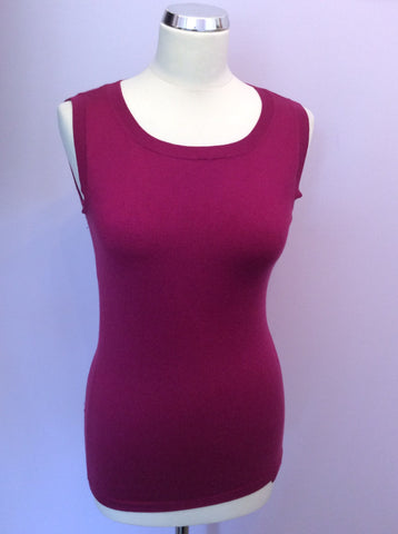 Moschino Cranberry Pink Silk & Cashmere Sleeveless Top Size 10 - Whispers Dress Agency - Womens Tops - 1