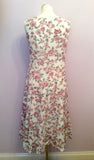 Per Una Pink & White Floral Print V Neck Cotton Dress Size 12R - Whispers Dress Agency - Sold - 2