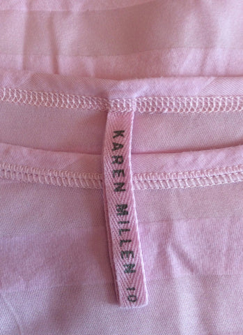 KAREN MILLEN PINK STRIPED SHORT SLEEVE TOP SIZE 10 - Whispers Dress Agency - Womens T-Shirts & Vests - 2