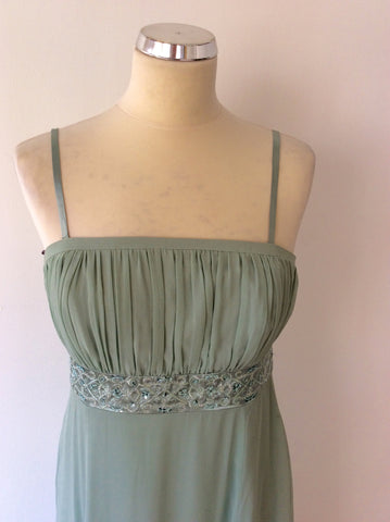 JOHN LEWIS PALE GREEN SILK STRAPPY/STRAPLESS MAXI DRESS SIZE 12 - Whispers Dress Agency - Sold - 2