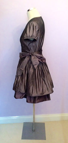 Cabbages & Roses Brown Taffeta Wrap Dress Size M - Whispers Dress Agency - Womens Dresses - 2
