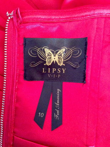 Lipsy Vip Red Diamanté Trim Strapless Long Evening Dress Size 10 - Whispers Dress Agency - Womens Dresses - 6