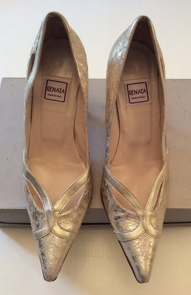 Renata Pale Gold Leather Heeled Court Shoes Size 3.5/36 - Whispers Dress Agency - Womens Heels - 1