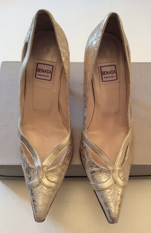 Renata Pale Gold Leather Heeled Court Shoes Size 3.5/36 - Whispers Dress Agency - Womens Heels - 1