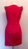 French Connection Hot Pink Frill Trim Pencil Dress Size 12 - Whispers Dress Agency - Sold - 2