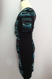 Per Una Black & Blue Print Insert Pencil Dress Size 10 - Whispers Dress Agency - Womens Dresses - 2