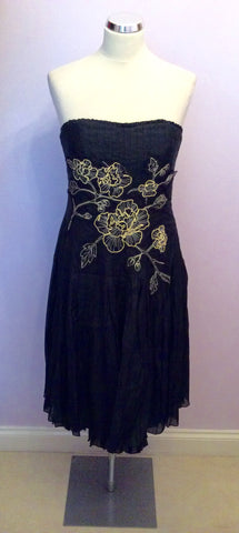 Coast Black Strapless Applique Flower Trim Dress Size 12 - Whispers Dress Agency - Womens Dresses - 1