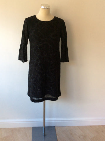 FRENCH CONNECTION BLACK & SILVER EMBROIDERED DRESS SIZE 8 - Whispers Dress Agency - Womens Dresses - 1