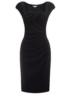 LK Bennett Black Tina Pleated Crepe Pencil Dress Size 14 - Whispers Dress Agency - Sold - 3