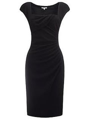 LK Bennett Black Tina Pleated Crepe Pencil Dress Size 14 - Whispers Dress Agency - Sold - 3