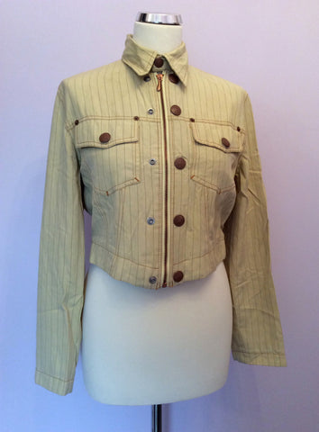 Gaultier Jeans Buttermilk Pinstripe Crop Jacket Size 40 UK 12 - Whispers Dress Agency - Sold - 1