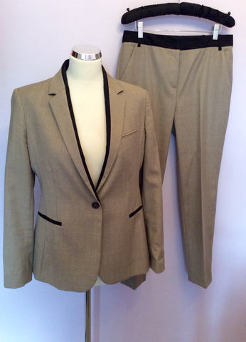 Whistles Beige & Black Trim Jacket & Crop Trouser Suit Size 12 - Whispers Dress Agency - Womens Suits & Tailoring - 1