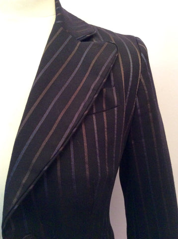 Karen Millen Black Pinstripe Wool Blend Jacket Size 8 - Whispers Dress Agency - Sold - 2
