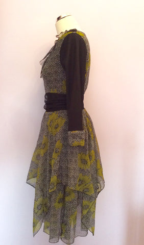 Coast Black, White & Green Print Dress Size 14 - Whispers Dress Agency - Sold - 2