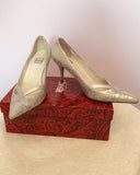 Renata Silver Leather Heeled Court Shoes Size 6.5/39.5 - Whispers Dress Agency - Womens Heels - 1