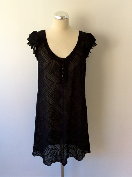 GHOST BLACK EMBROIDERED TUNIC TOP SIZE 12 - Whispers Dress Agency - Sold - 1