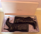 Jimmy Choo Brown Crushed Patent Leather Calf Length Boots Size 5.5 /38.5 - Whispers Dress Agency - Womens Boots - 6
