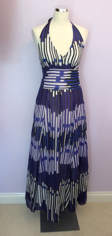 Monsoon Purple, White & Blue Print Maxi Dress Size 8 - Whispers Dress Agency - Womens Dresses - 1