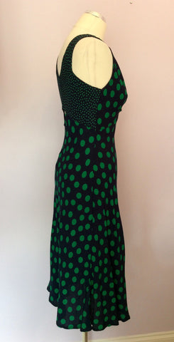 Per Una Blue & Green Spot V Neck Dress Size 10 - Whispers Dress Agency - Womens Dresses - 2